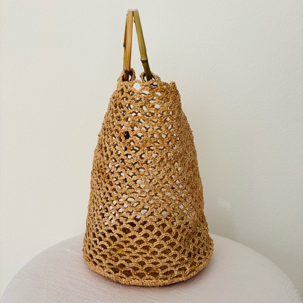 Mar Y Sol Willow Wristlet Tote NWT Handmade Crochet Natural Raffia - Picture 6 of 8